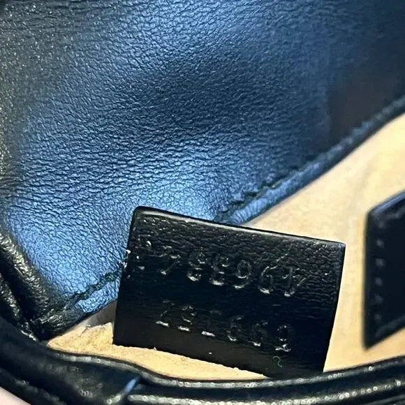 GUCCI GG Marmont Mini Black Calfskin Matelasse Chain Belt Bag - Picture 8 of 11